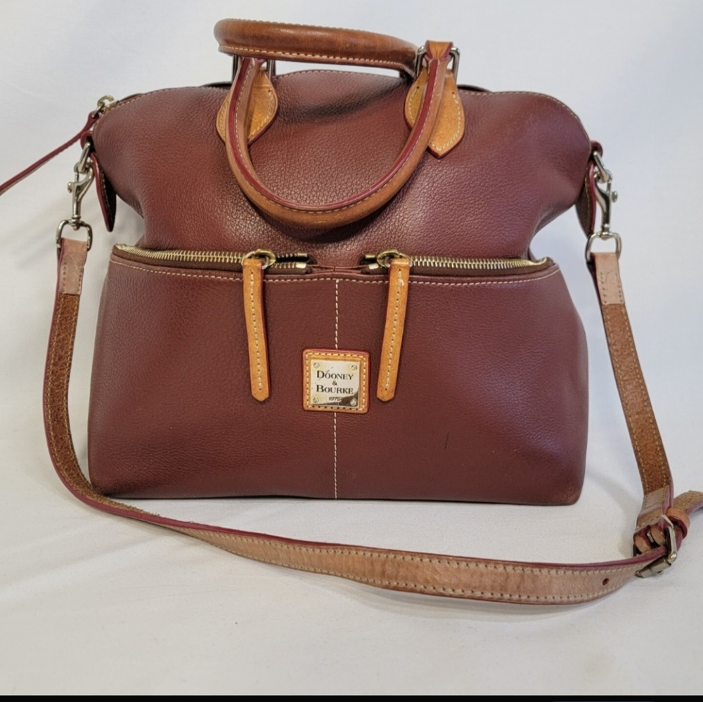 Dooney And Burke Pebble Grain Leather DAWSON Satchel In MAROON WITH Extras!!